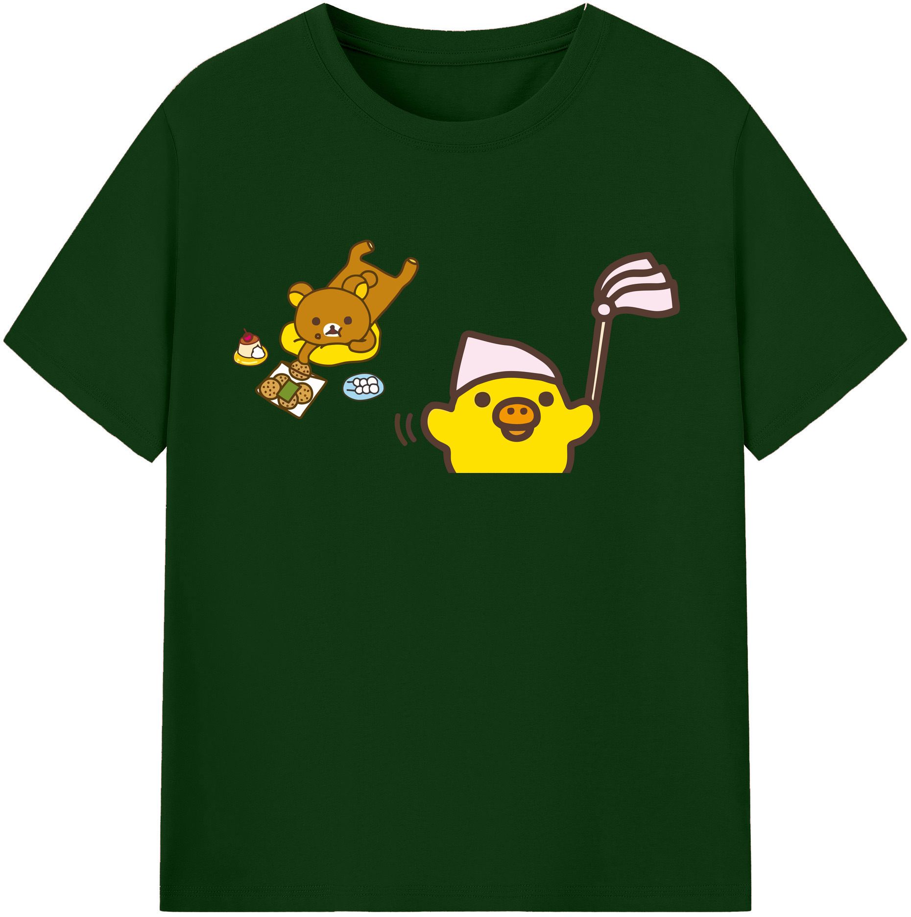 （画像用） リラックマ リラックマ キイロイトリ Rilakkuma Korilakkuma Kiiroitori 綿100％半袖Tシャツ（フロントプリント）
